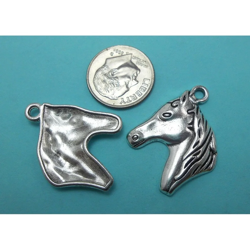 4pcs Horse Charms Silver Tone equestrian‎ horse head